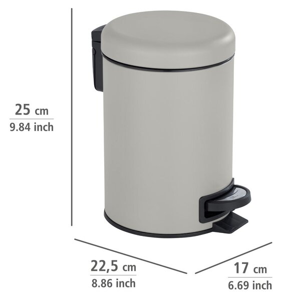 Šedý pedálový odpadkový koš Wenko Leman, 3 l