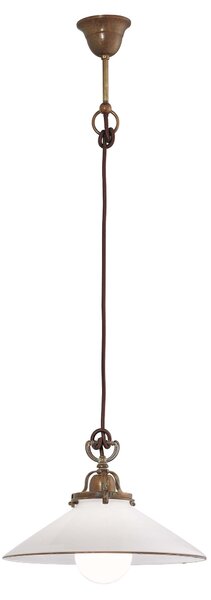 Il Fanale 081.10.OV Country, rustikální závěsné svítidlo z mosazi a benátského skla, 1x15W LED E27, prům. 34cm