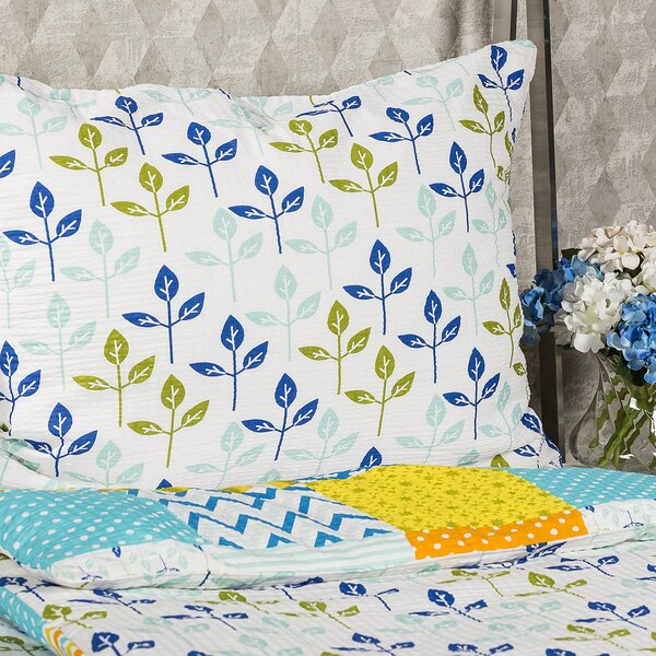 Krepové povlečení Patchwork blue