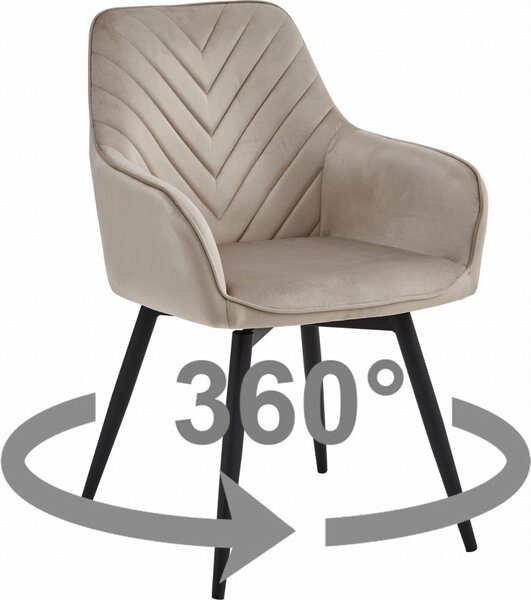 Otočné jídelní křeslo NANA360 VELVET, béžové