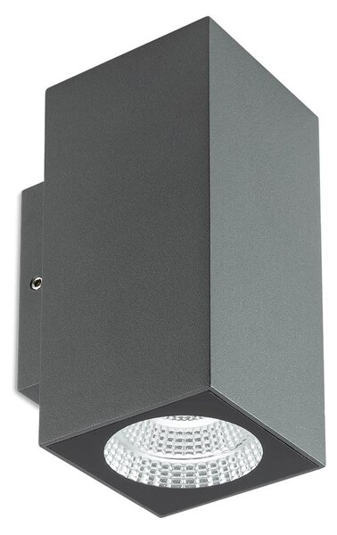Redo 90088 Quad, šedé venkovní nástěnné svítidlo, 2x3W LED 3000K, výška 12,8cm, IP65