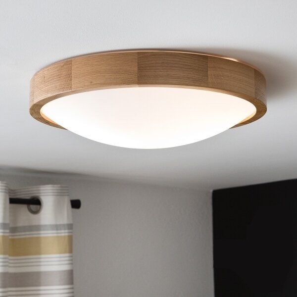 Stropní svítidlo OAK SLIM 2xE27/60W/230V dub pr. 37 cm