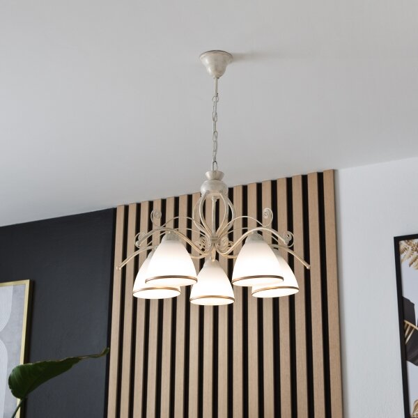 Brilagi - LED Lustr na řetězu ANTICO 5xE27/60W/230V 3000K bílá patina