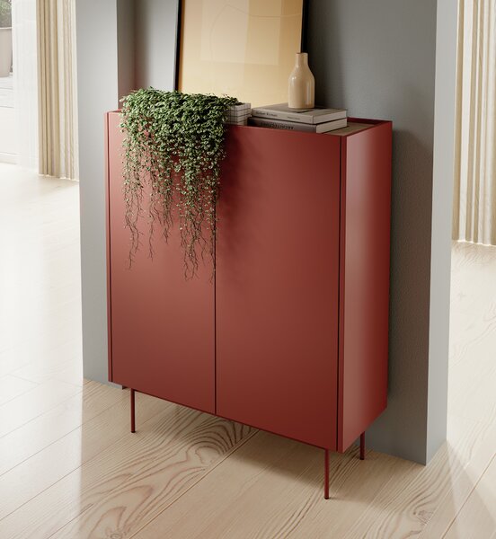 Komoda : korpus a čelo: cihla, dub Linea TOP, 97 x 122 x 37 cm
