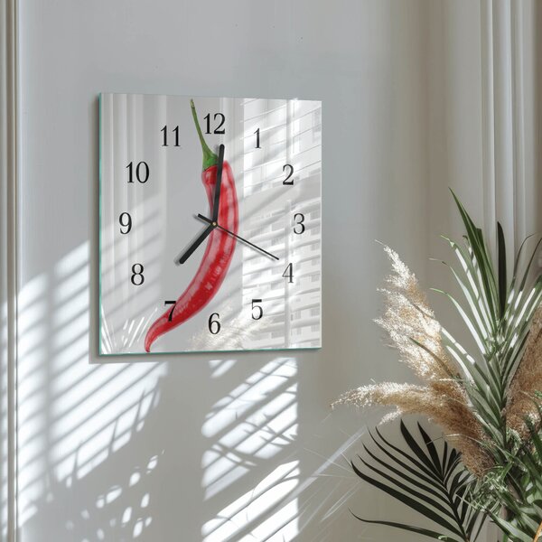 Skleněné hodiny na stěnu Chilli paprička zskc-30x30-00183550