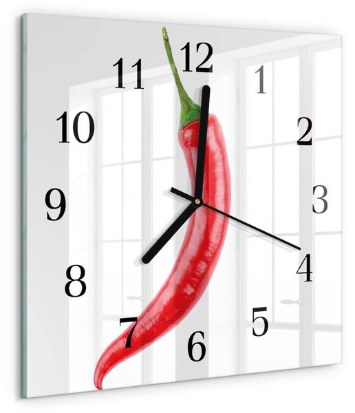 Skleněné hodiny na stěnu Chilli paprička zskc-30x30-00183550