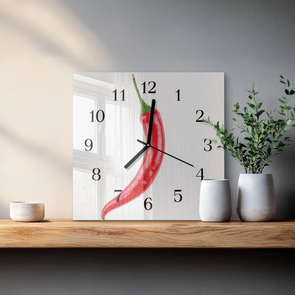 Skleněné hodiny na stěnu Chilli paprička zskc-30x30-00183550