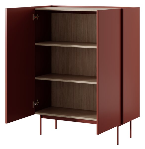 Komoda : korpus a čelo: cihla, dub Linea TOP, 97 x 122 x 37 cm
