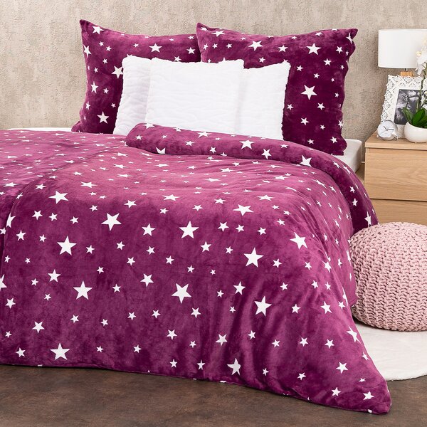 4Home Povlečení mikroflanel Stars violet , 140 x 200 cm, 70 x 90 cm