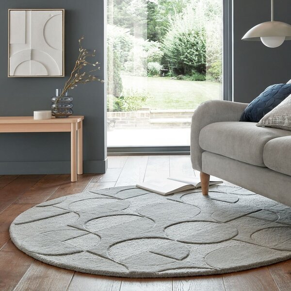 Šedý vlněný kulatý koberec ø 160 cm Gigi - Flair Rugs