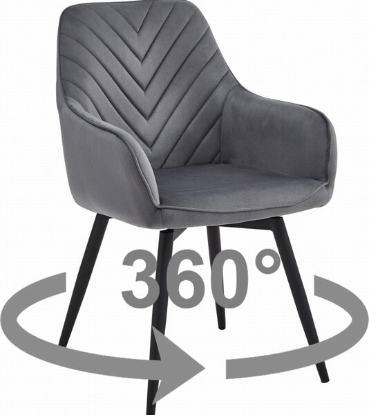 Otočné jídelní křeslo NANA360 VELVET, tmavě šedé