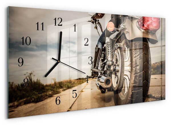 Skleněné hodiny horizontální Motorka zsppc-60x30-00295369