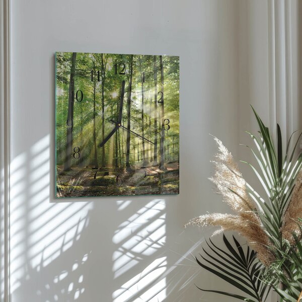 Skleněné hodiny na stěnu Lesní příroda zskc-30x30-00177433