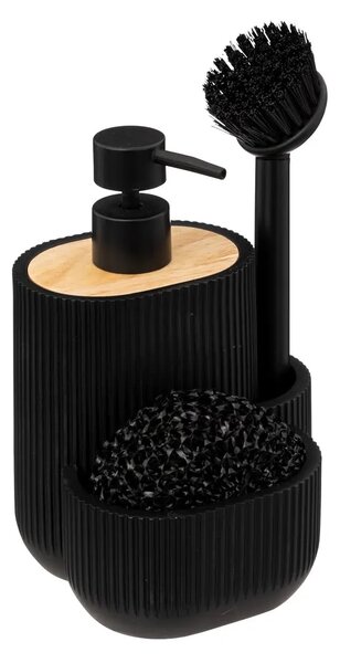 Dávkovač saponátu Blackwood, černá/s dřevěnými prvky, 500ml