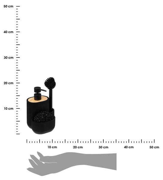 Dávkovač saponátu Blackwood, černá/s dřevěnými prvky, 500ml