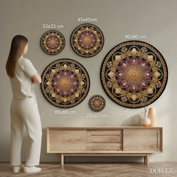 DUBLEZ | Dřevěná mandala do obývacího pokoje - Spiritualita | UV tisk, Premium