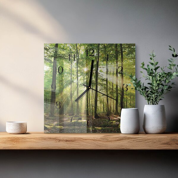 Skleněné hodiny na stěnu Lesní příroda zskc-30x30-00177433