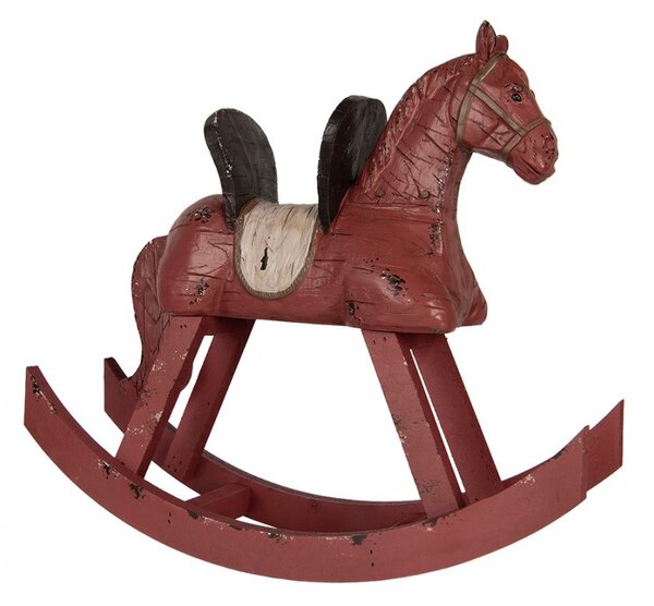 Červená antik dekorace houpací koník - 39*12*33 cm - Clayre & Eef