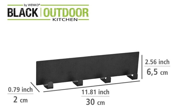 Černá magnetická lišta na kuchyňské náčiní Wenko Black Outdoor Kitchen Ima