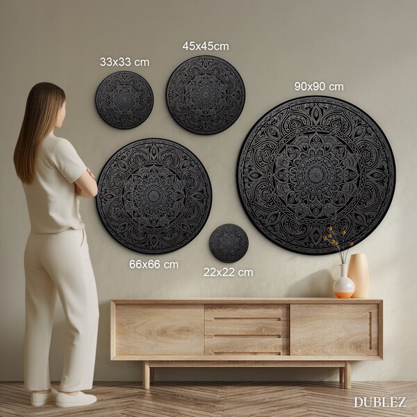 DUBLEZ | Měsíční mandala na zeď - Obsidián | UV tisk, Premium