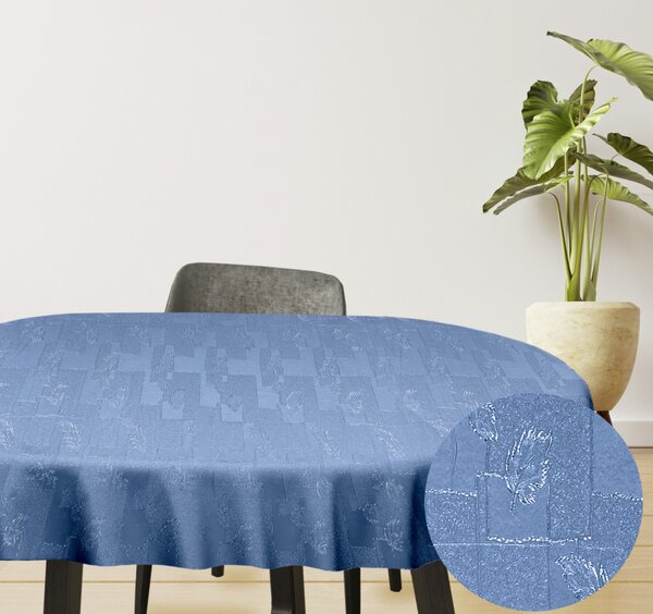 Ervi dekorační ubrus na stůl oválný - Estella listy modrá