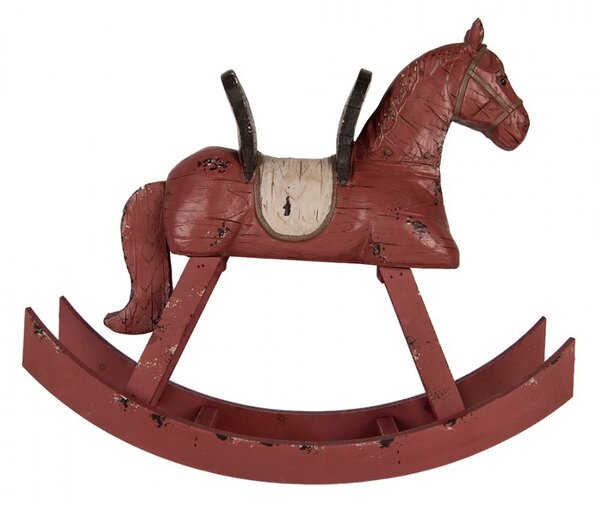 Červená antik dekorace houpací koník - 39*12*33 cm - Clayre & Eef