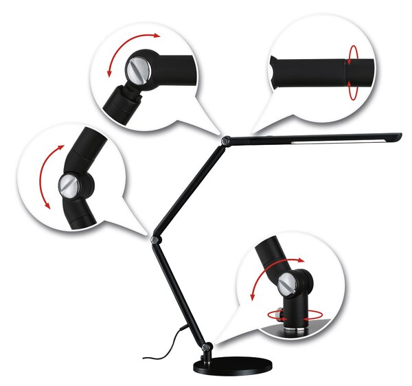 Paulmann 78912 FlexBar černá LED stolní lampa, 10,6W LED 3000-6500K, výška 67cm