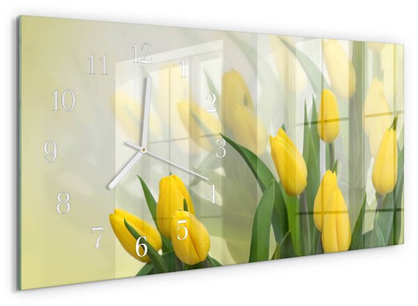 Skleněné hodiny horizontální Tulipány zsppb-60x30-00295244