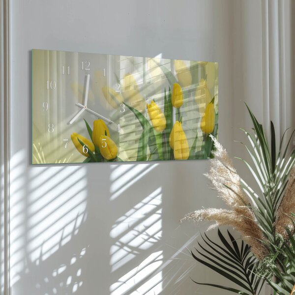 Skleněné hodiny horizontální Tulipány zsppb-60x30-00295244