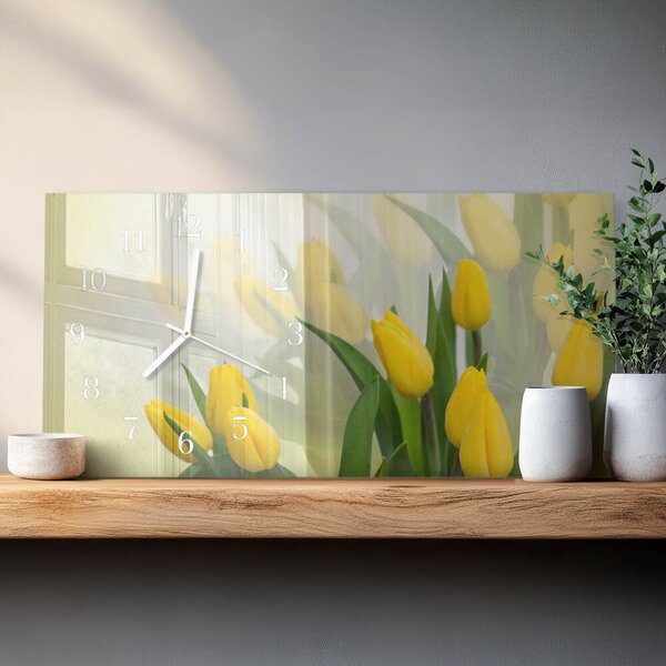 Skleněné hodiny horizontální Tulipány zsppb-60x30-00295244