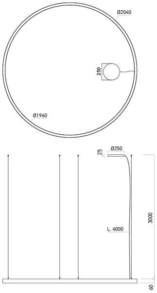 Arelux AM05NW SWH Xambit, bílé závěsné kruhové svítidlo, 120W LED 4000K, prům. 204cm