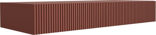 Zavěšená komoda se dvěma zásuvkami, s drážkovanou přední stranou – barva cihlová, rozměry 100 x 39,6 x 16 cm