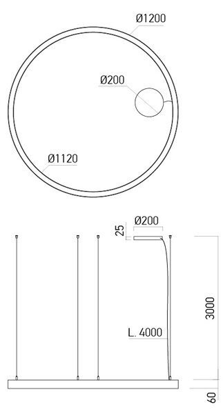 Arelux AM03WW SWH Xambit, bílé závěsné kruhové svítidlo, 75W LED 3000K, prům. 120cm