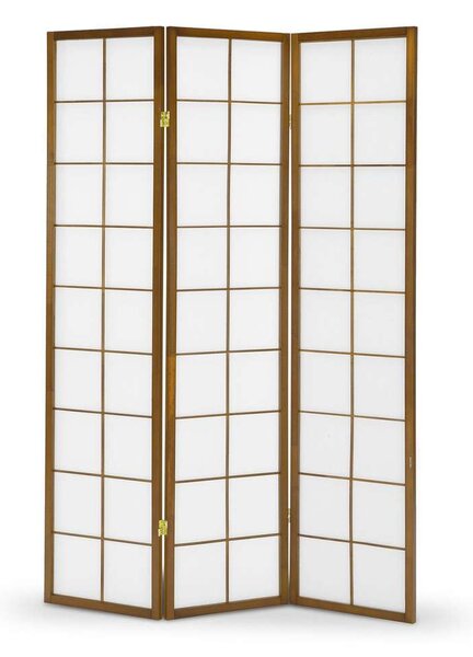 Stojací paraván trojdílný 43-129 cm, ořech / bílá