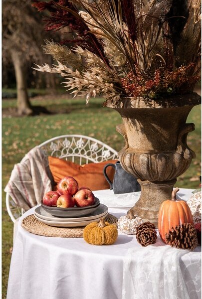 Hnědo-bílá krajková dekorace dýně Pumpkin XXL - Ø 25*16 cm - Clayre & Eef