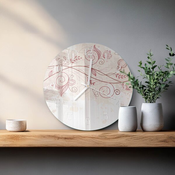 Skleněné hodiny na stěnu Květinové umění zsob-fi30-00081492