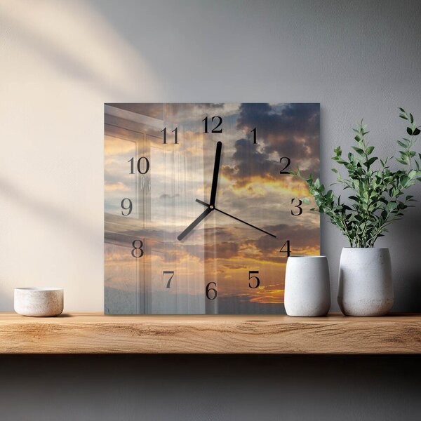 Skleněné hodiny na stěnu Západ slunce zskc-30x30-00182403