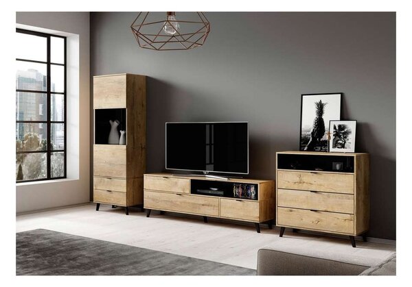 Vitrína Nest V, dub lefkas / černá