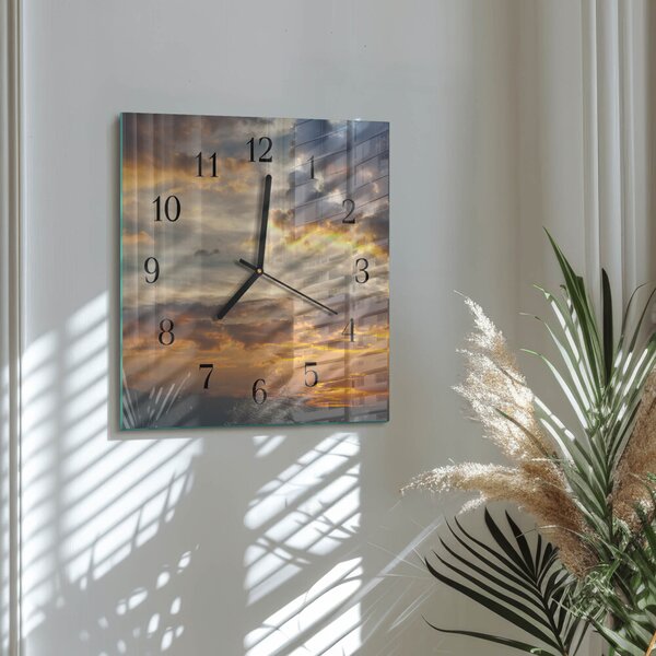 Skleněné hodiny na stěnu Západ slunce zskc-30x30-00182403