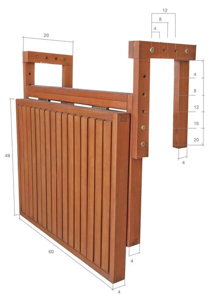 Závěsný balkonový stolek 64x65 cm Berkeley – Garden Pleasure