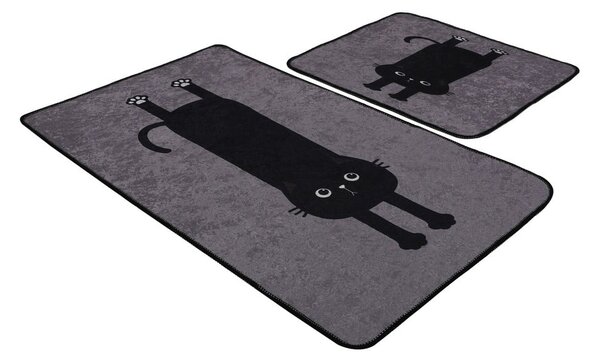 Černo-šedé koupelnové předložky v sadě 2 ks 60x100 cm Comfort – Foutastic