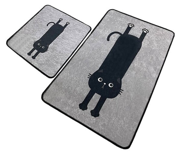 Černo-šedé koupelnové předložky v sadě 2 ks 60x100 cm Comfort – Foutastic