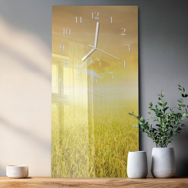 Skleněné hodiny vertikální Obilné pole zsppb-30x60-00082947