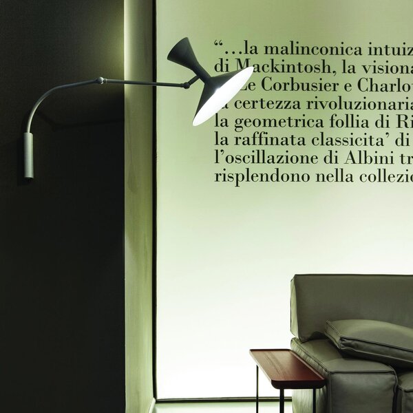 Nemo Mini Lampe de Marseille, šedá nástěnná lampa s přímým a nepřímým světlem, 2x46W E14, max 90cm