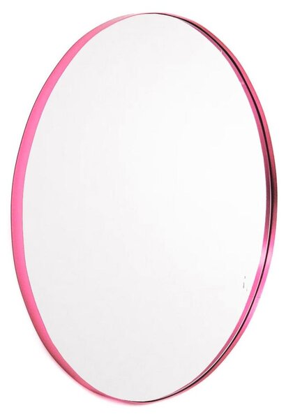 Zrcadlo – Nástěnné, kulaté – Kovové – Růžové – Průměr 60 cm