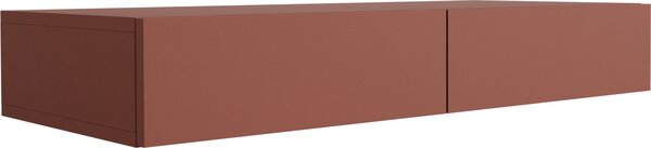 Zavěšená komoda se dvěma zásuvkami, hladký povrch – barva cihlová, rozměry 100 x 39,6 x 16 cm