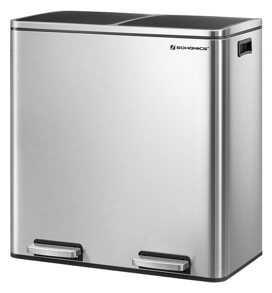 Koš na separování odpadu SORT, 2x30l+pytle na odpadky, stříbrná/černá Vasagle