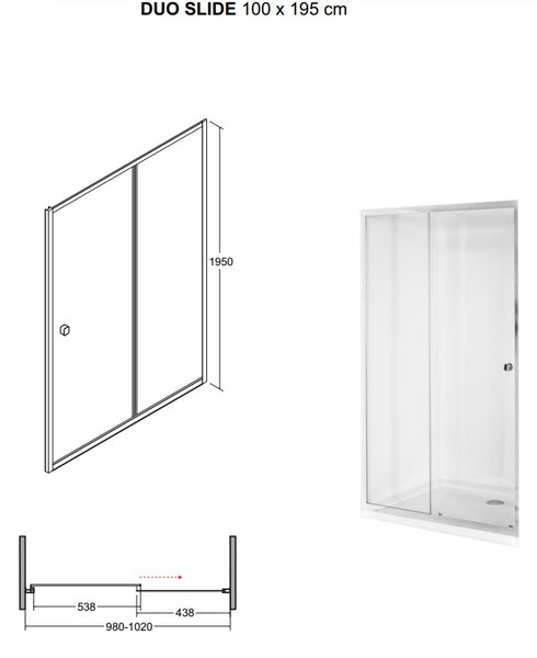 Besco Duo Slide transparent sprchové dveře Rozměr sprch.dveří: 110cm