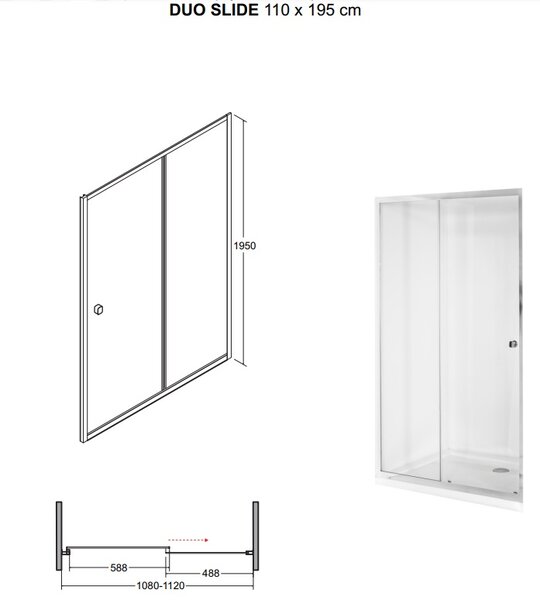 Besco Duo Slide transparent sprchové dveře Rozměr sprch.dveří: 110cm
