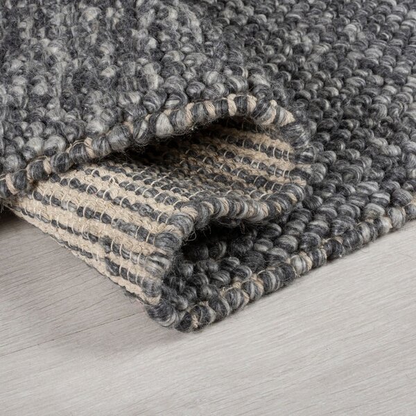 Tmavě šedý ručně tkaný běhoun s příměsí vlny 60x230 cm Minerals – Flair Rugs